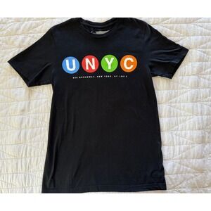 Urban Necessities T-Shirt Mens Medium Black Excellent UNYC Subway Logo NYC
